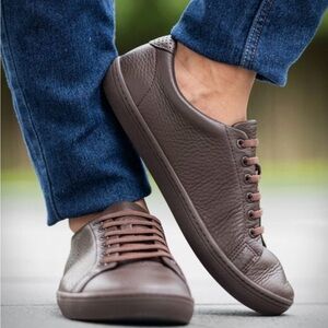 Men's Birtchbury Brown Leather Sneakers